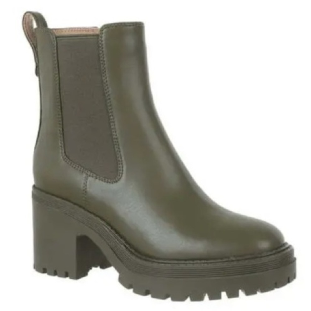 Sam & Libby Olive Green Chunky Heel Chelsea Boots